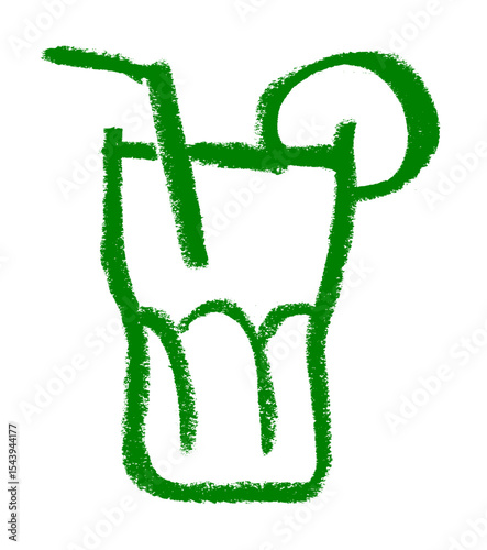Cocktail And Drink Icon Crayon Chalk Drawing Vector