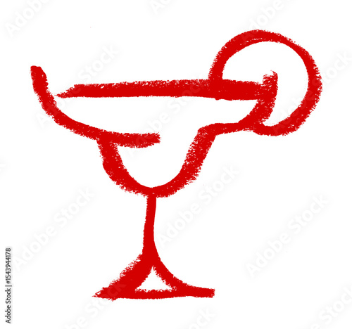 Cocktail And Drink Icon Crayon Chalk Drawing Vector