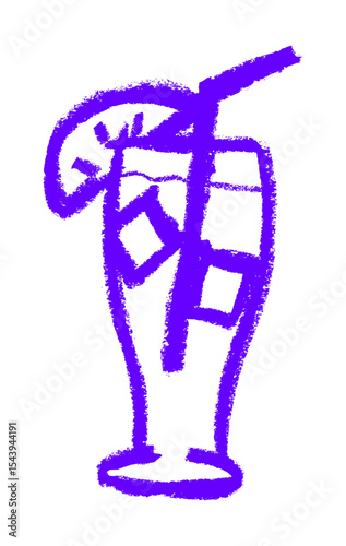 Cocktail And Drink Icon Crayon Chalk Drawing Vector