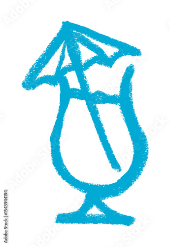 Cocktail And Drink Icon Crayon Chalk Drawing Vector