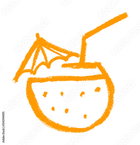 Cocktail And Drink Icon Crayon Chalk Drawing Vector