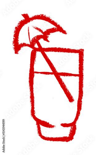 Cocktail And Drink Icon Crayon Chalk Drawing Vector