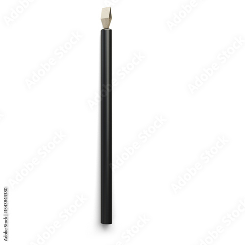 A simple black pen with a flat tip, commonly used for writing or drawing.