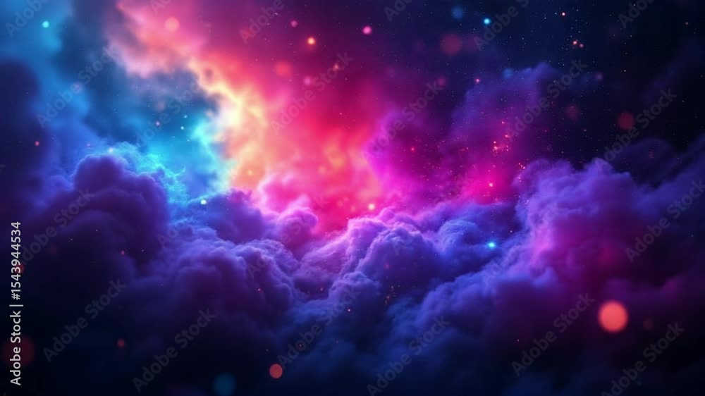 Abstract dark blue cosmos with bright stars and deep space nebula clouds 4k slow motion animation video