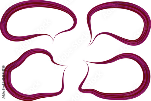 maroon dark pink color abstract thick outline curve speech bubbles