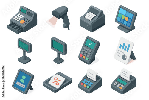 Isometric point of sale devices and accessories for modern retail