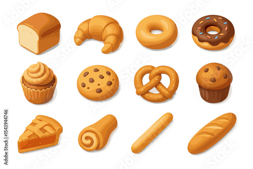 Variety of baked goods on display: donuts, cookies, muffins, pretzels, and more