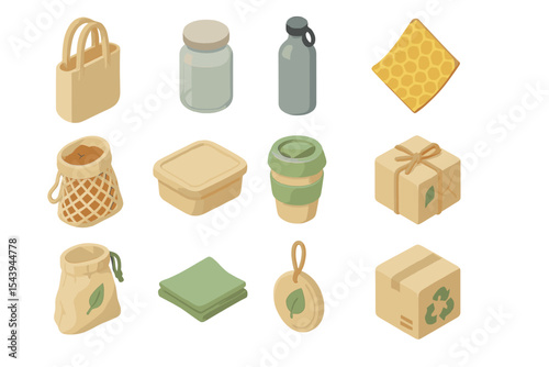 Eco-friendly reusable items collection for sustainable living