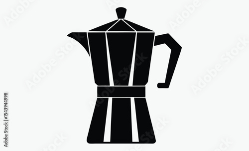stovetop espresso maker silhouette , coffee pot silhouette, black and white vector