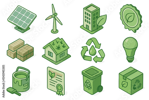 Sustainable energy and eco-friendly icons for green living concepts