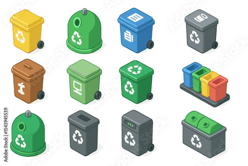 Colorful recycling bins for efficient waste sorting and disposal