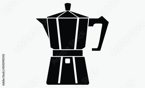 stovetop espresso maker silhouette , coffee pot silhouette, black and white vector
