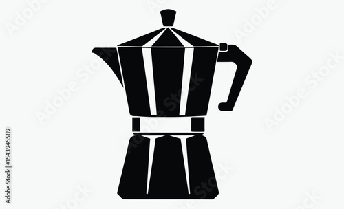 stovetop espresso maker silhouette , coffee pot silhouette, black and white vector