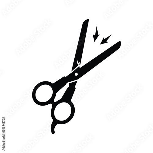 Broken Scissors Icon Black Silhouette of Cracked Scissors Repair Replacement