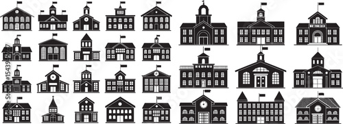 "Minimal School Building Icon – Flat Educational Institution Symbol"

