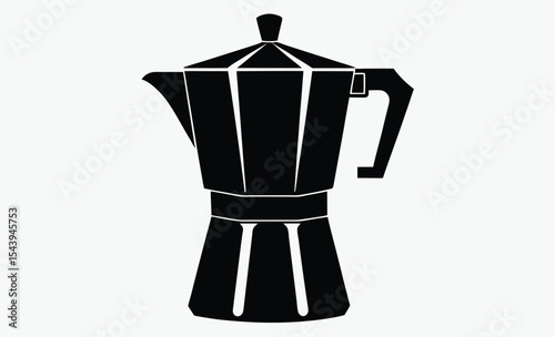stovetop espresso maker silhouette , coffee pot silhouette, black and white vector