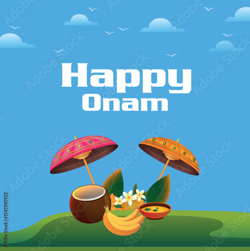  Indian Festival Onam celebrate Vector Illustration background