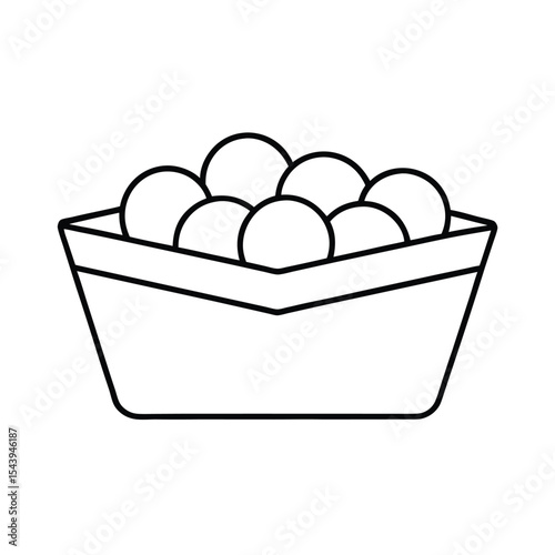 Tater tots in paper tray in simple line art Vector illustration