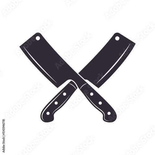Crossed Cleavers Butcher Knives Meat Cleaver Icon Vintage Butchery Graphic Design Element