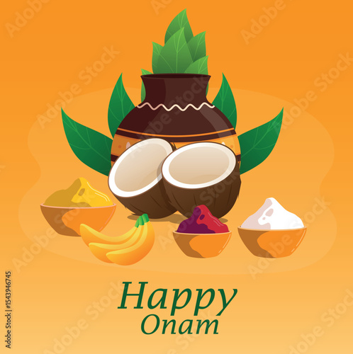  Indian Festival Onam celebrate Vector Illustration background