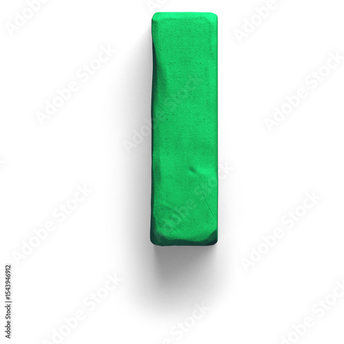 A green eraser designed for correcting pencil marks.