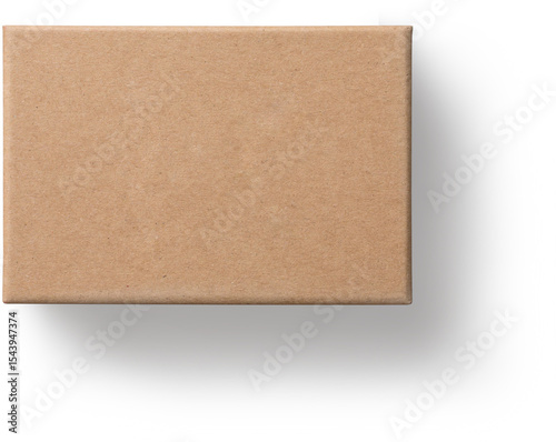 A simple brown cardboard box with a shadow, often used for packaging and shipping items.