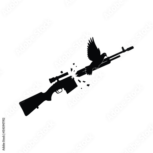 Dove destroys rifle Peace antiwar freedom no violence end conflict hope  symbol graphic design vector illustration