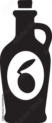 Silhouette vector of olive oil bottle. Ideal for kitchen, cooking, Mediterranean food, health, and restaurant themes.