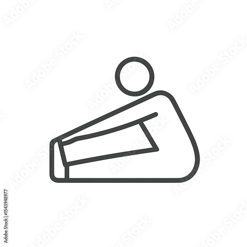 Simple line drawing of a person stretching in a seated position  