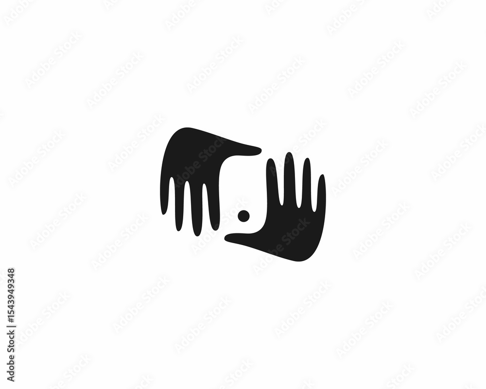 Obraz premium Smartphone in hands logo. Creative gadget device app logotype. Mobile shooting sign. illustration.