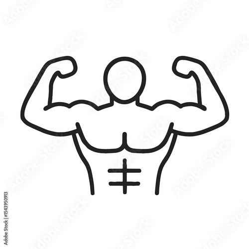 Outline of muscular man flexing arms in a strong pose  