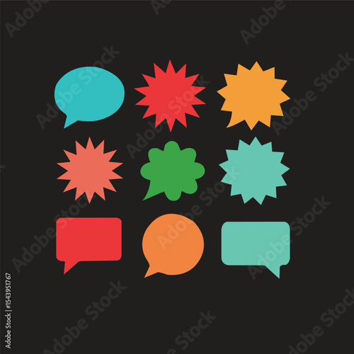 Collection of Colorful Speech Bubbles and Thought Bubbles
