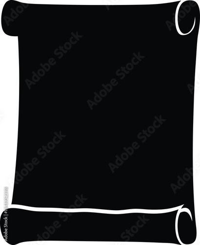 Ancient scroll paper silhouette vector, Ancient scroll parchment paper icon