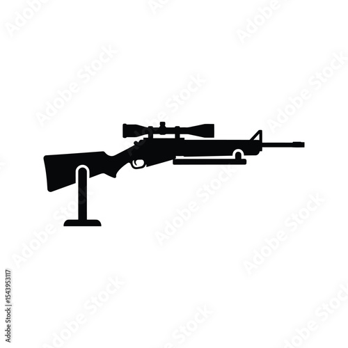 Rifle with Scope on Shooting Rest Hunting Shooting Weapon Icon