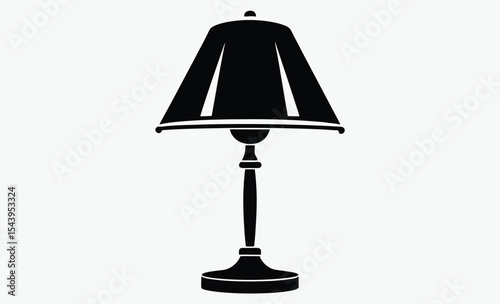 table lamp shade silhouette, home lighting icon, modern decor element, interior design illustration