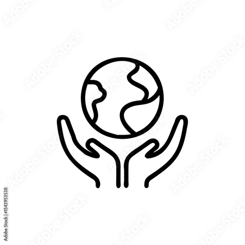 Two Hands Gently Holding a Detailed Outline Globe Representing Environmental Care and Global Protection