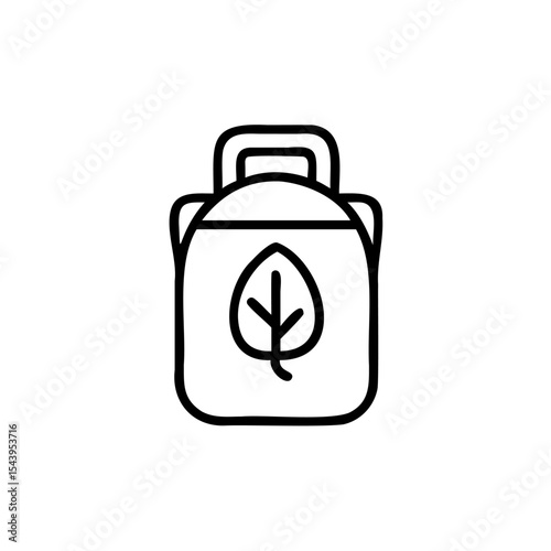 Eco Friendly Bag Outline Icon Green Leaf Symbol Sustainable Packaging Design Element