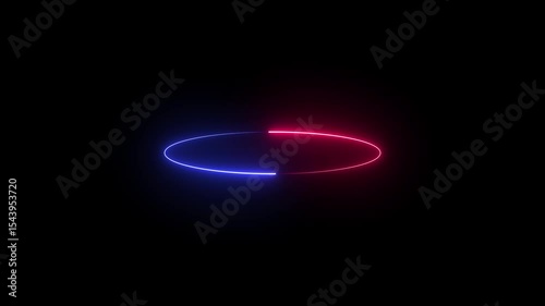 Round line icon animation shiny neon colorful icon animation. Shiny neon light and black background 4k animation video.
