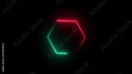 Square line icon animation. Shiny neon colorful icon animation. Glowing blue neon light and black background 4k animation video.