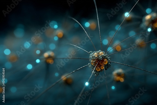 Close up of fungus gnat larvae using bioluminescence lure prey in wet cave ceiling natural light trapping behavior depicted in full realism