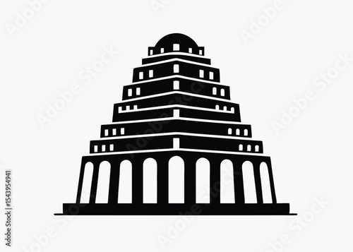 babylonian ziggurat silhouette, babylonian ziggurat silhouette vector illustration 