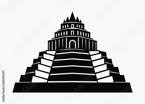 babylonian ziggurat silhouette, babylonian ziggurat silhouette vector illustration 