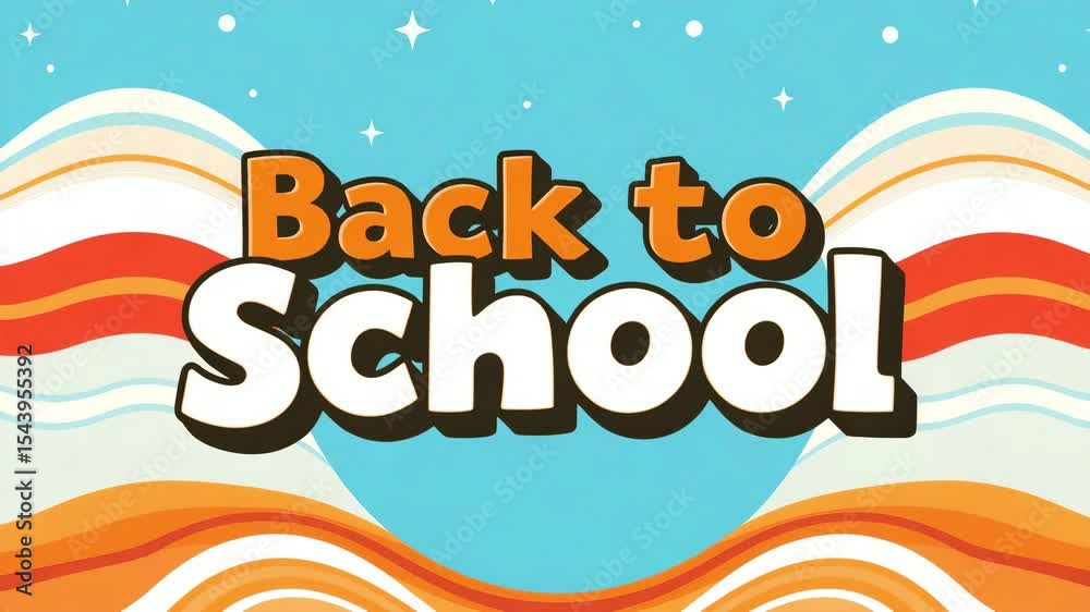 Back to school animated banner in cartoon vector style, bright colors. Education concept, beginning of the school year