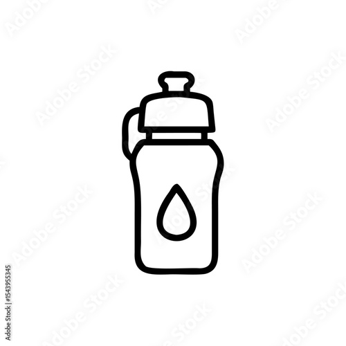 Black Outline Water Bottle Icon Eco Friendly Hydration Drinkware Reusable Container Sport Fitness Gym