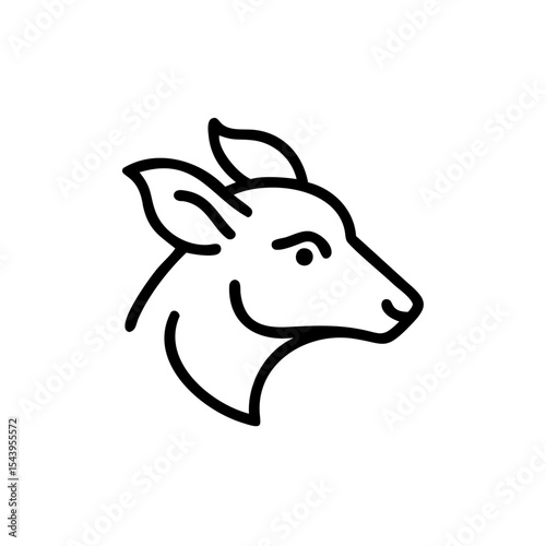 Black Line Art Deer Head Profile Eco Friendly Wildlife Nature Conservation Symbol