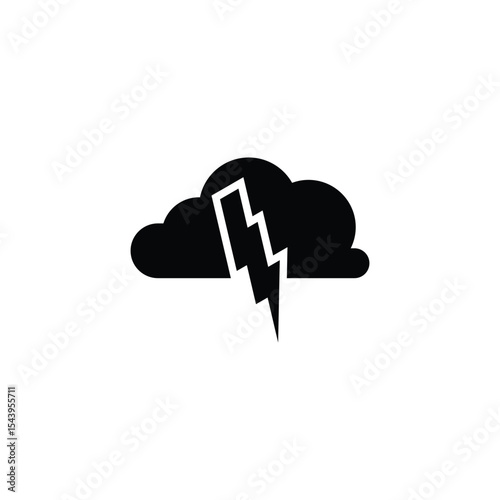 Storm Cloud with Lightning Bolt Weather Icon – Graphic Design Element