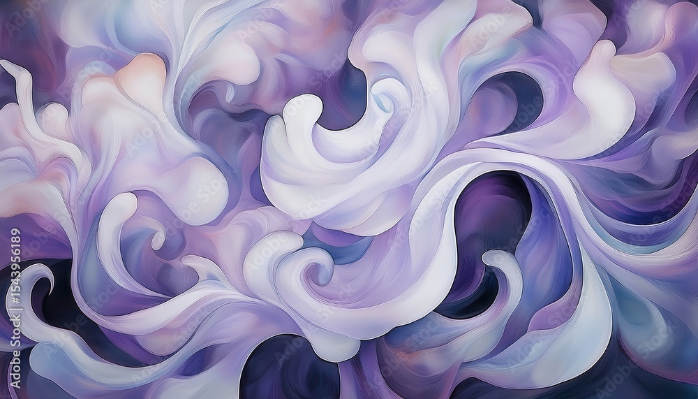 Obraz premium ethereal violet smoke swirl with pastel gradient flow on dark background ideal for web design, branding, packaging, or modern abstract print media
