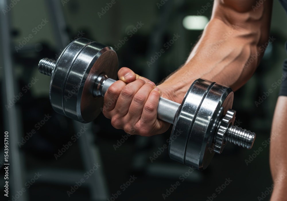 Fototapeta premium Dumbbell Workout and Strength Training with a Hand Lifting a Weight a Concept for Fitness a Gym and a Healthy Lifestyle