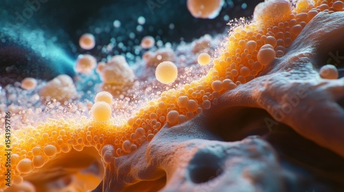 generate a super realistic image of the stomach showing healthy gut flora 