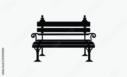 park bench silhouette, outdoor seating icon